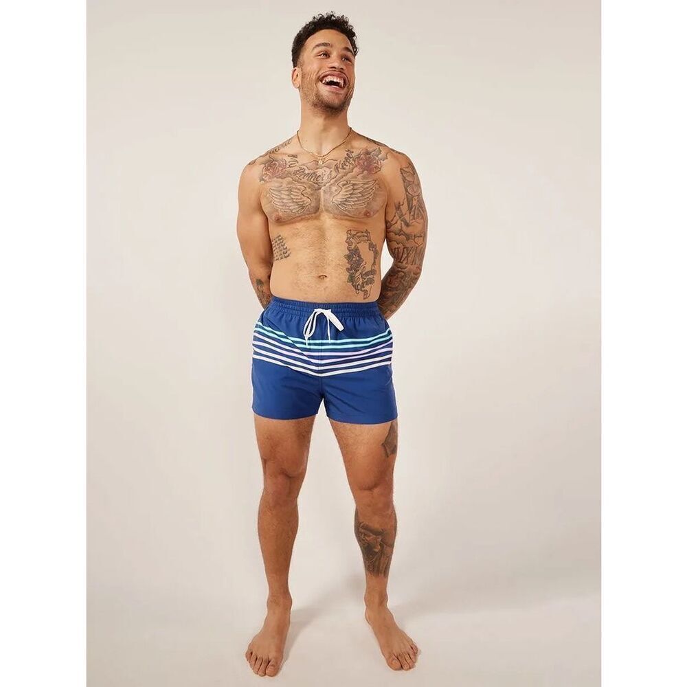 NWOT Chubbies Men’s The Moon Shadows 7” Classic Swim Trunk Navy Neon Stripe LG - Picture 7 of 7